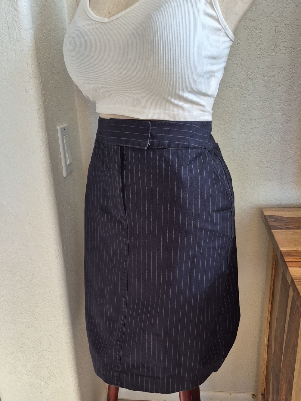 Talbots Cotton, Tiny zigzag stripe Skirt with pockets